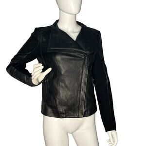 Womens Size S Moto Jacket Lambskin Leather Black Buttery Soft